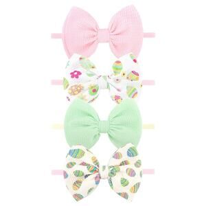 7 Hair Bows for Girls Infant Headbands Easter Egg Big Bows Bunny Bow Hair S14
